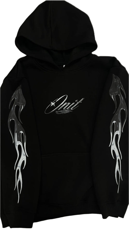 ONIT FIRE HOODIE - MOLTEN CHROME - BLACK OVERSIZED BAGGY
