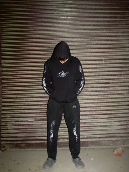 ONIT FIRE HOODIE - MOLTEN CHROME - BLACK OVERSIZED BAGGY