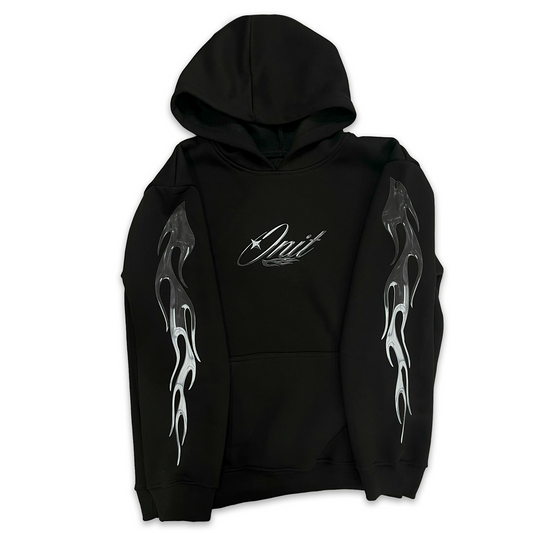 ONIT FIRE HOODIE - MOLTEN CHROME - BLACK OVERSIZED BAGGY